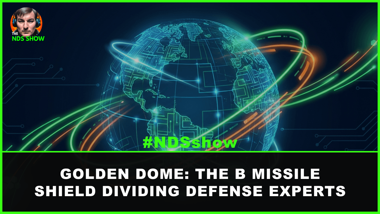 Golden Dome missile defense system concept art with NDS Show branding