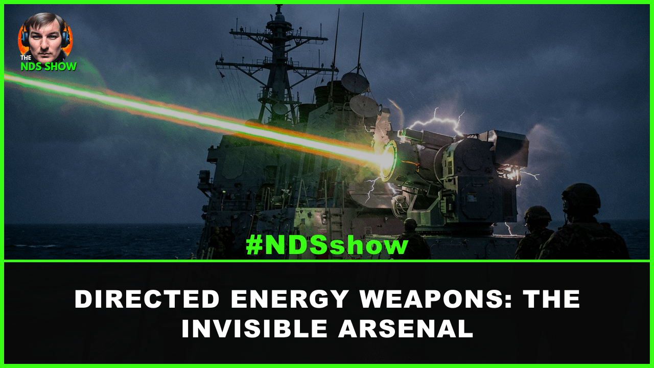 Directed energy weapons military laser beam with NDS Show branding